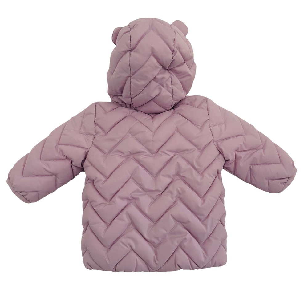 United Colors of Benetton Baby Lavender‎ Puffer Jacket Hooded Bear Ears 1-3M - Picture 3 of 7